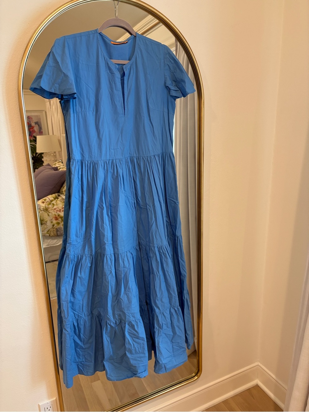 Oliphant Royal Blue Short-Sleeve Tiered Maxi Dress